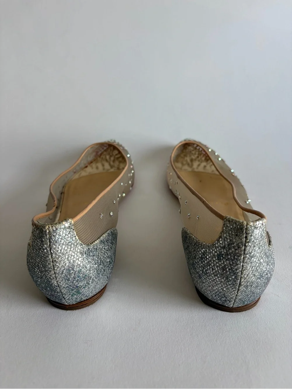 Christian Louboutin Follies Strass Nude Suede leather 37.5 - Picture 9 of 11